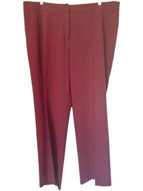 Lafayette 148 High Rise, Straight Leg Summer Wool Trousers - Cranberry - 16W